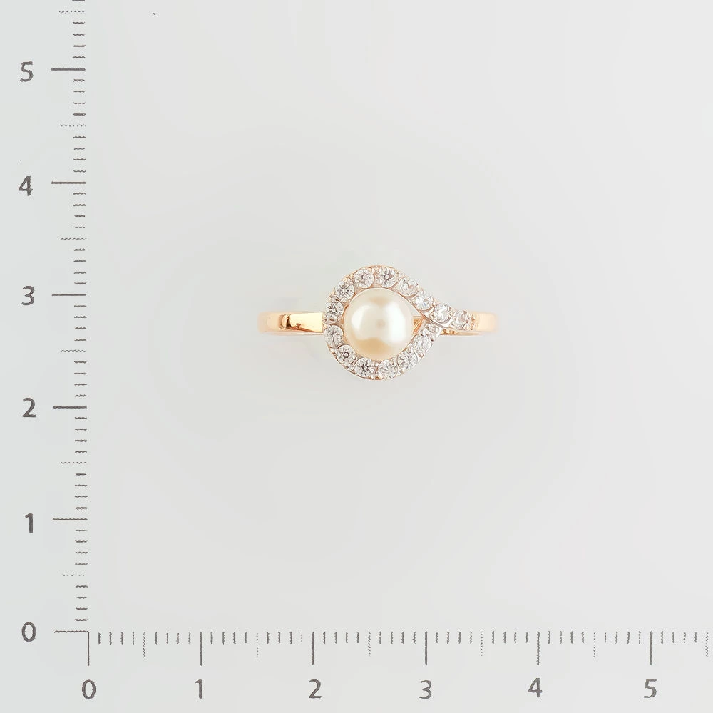 Кольцо с культивированным жемчугом из красного золота 585 пробы