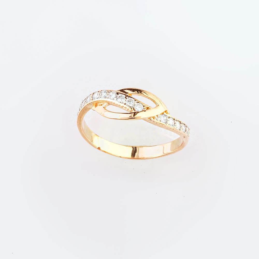 Кольцо с фианитом из красного золота 585 пробы