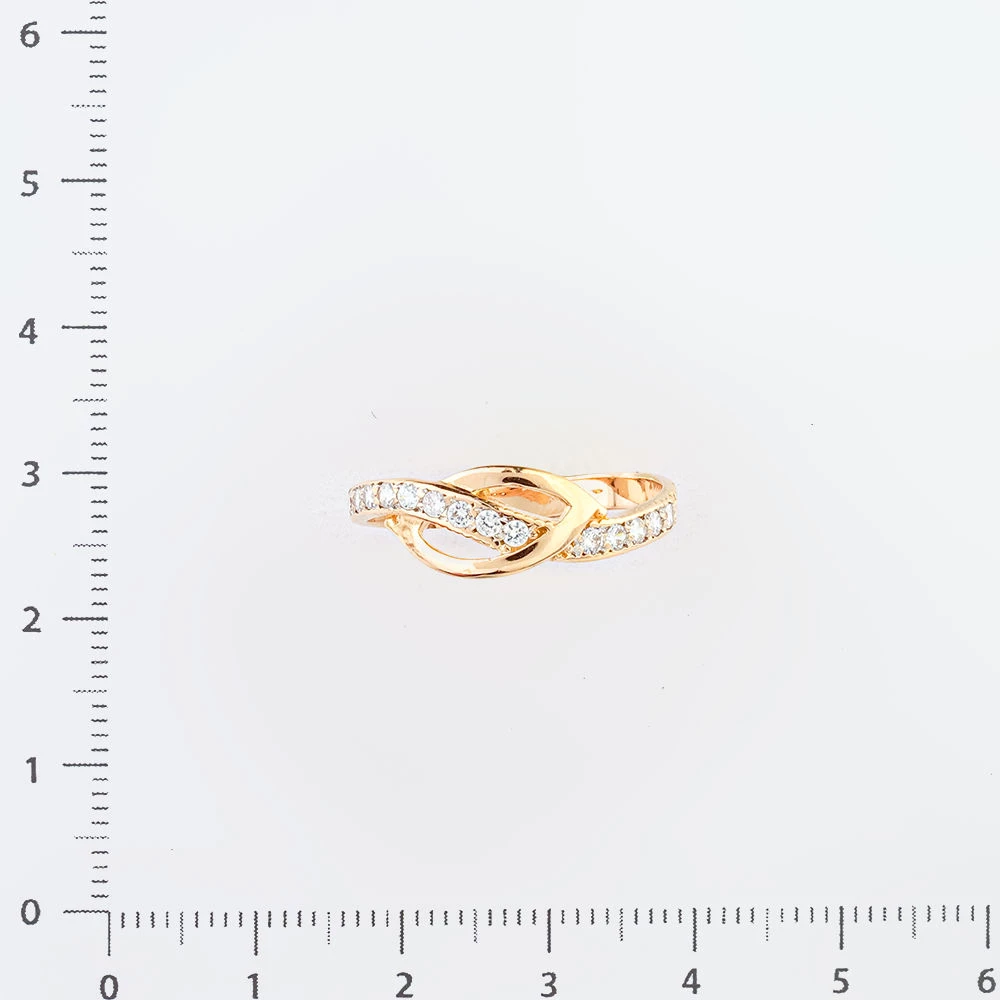 Кольцо с фианитом из красного золота 585 пробы