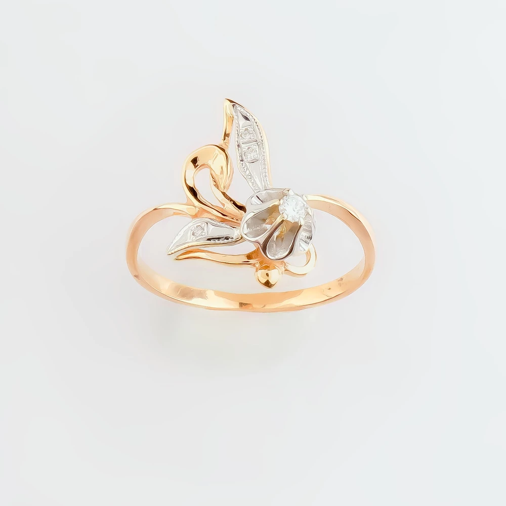 Кольцо с бриллиантом из красного золота 585 пробы