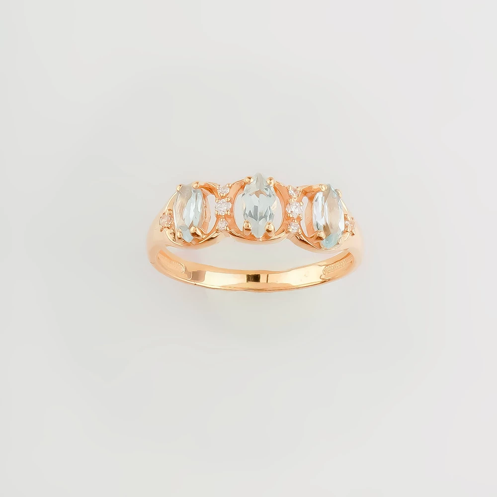 Кольцо с топазом из красного золота 585 пробы