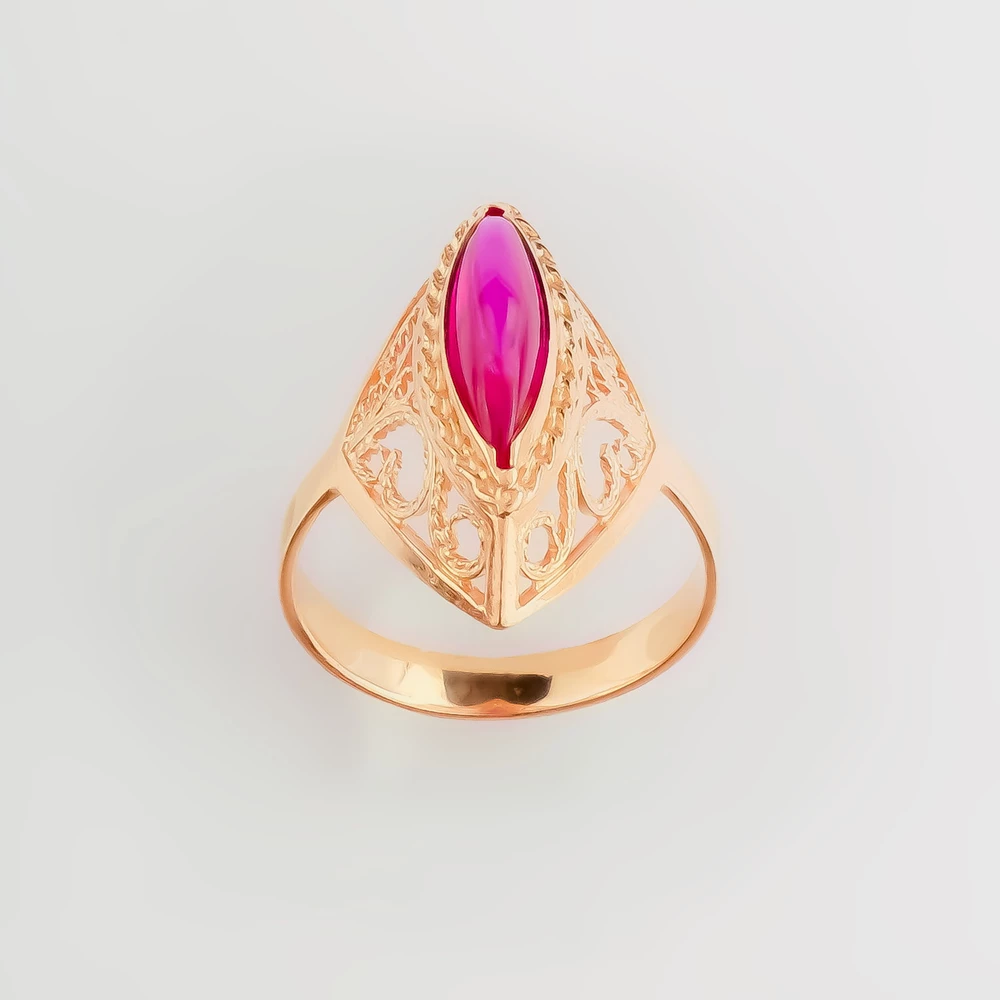 Кольцо с фианитом из красного золота 583 пробы