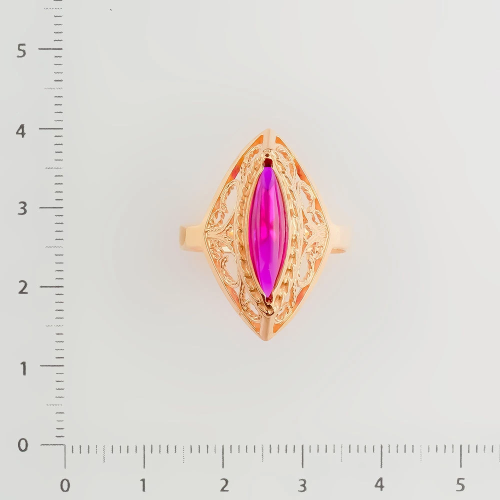 Кольцо с фианитом из красного золота 583 пробы