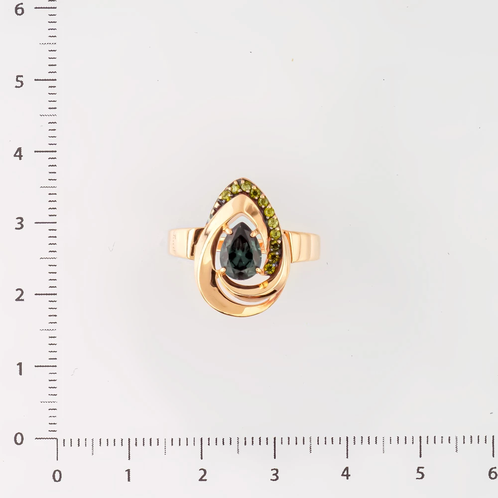 Кольцо с султанитом синтетическим из красного золота 585 пробы