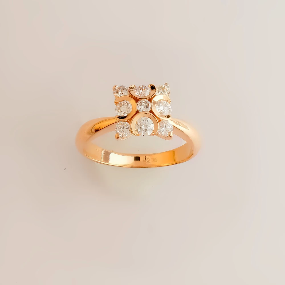 Кольцо с бриллиантом из красного золота 585 пробы