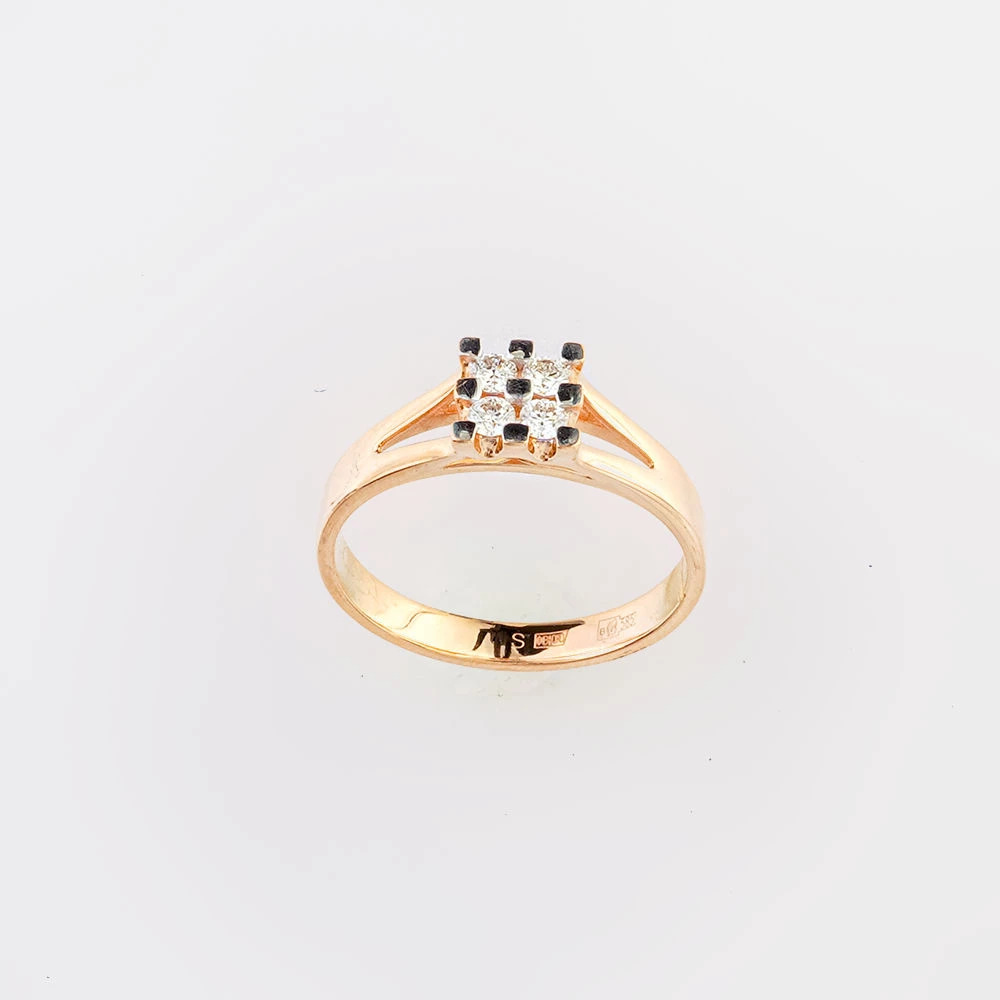 Кольцо с бриллиантом из красного золота 585 пробы