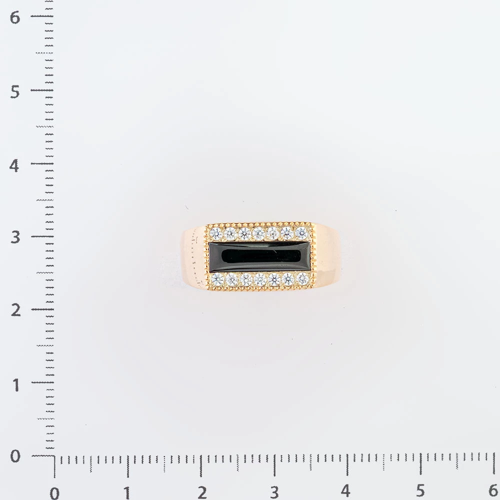 Кольцо с ониксом из красного золота 585 пробы