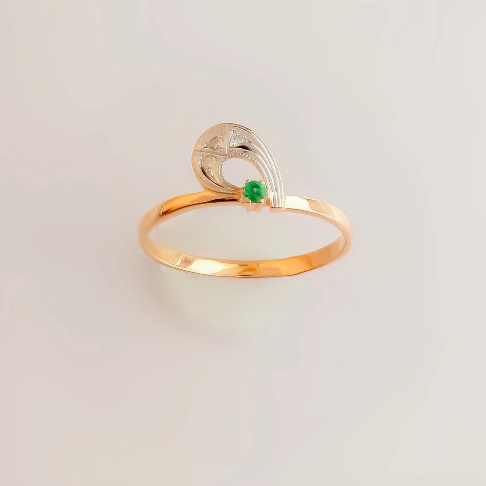 Кольцо с изумрудом из красного золота 585 пробы