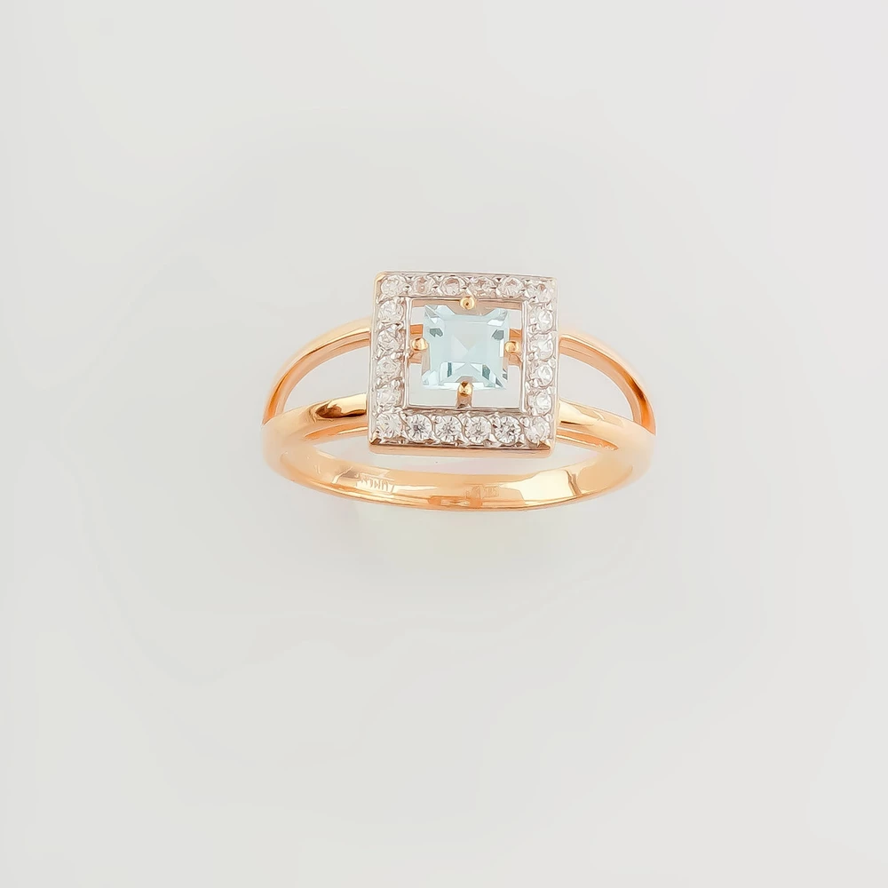 Кольцо с топазом из красного золота 585 пробы