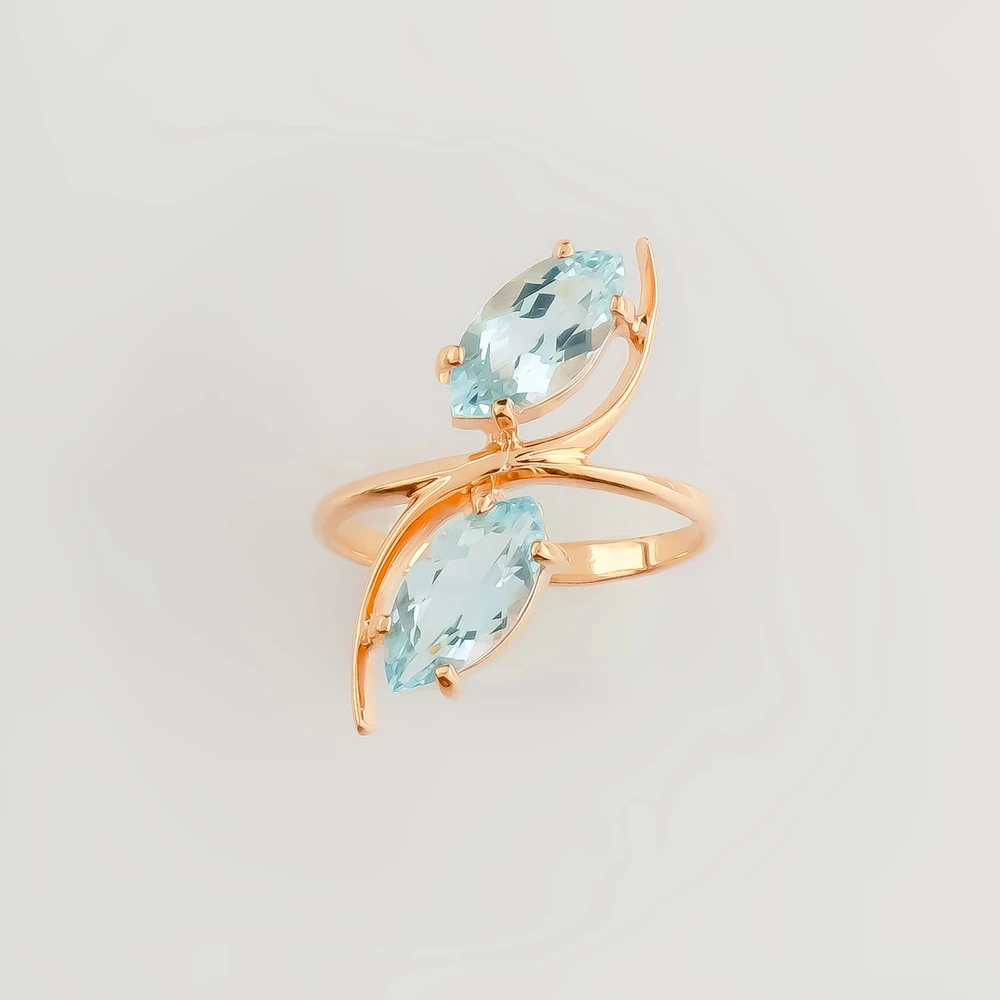 Кольцо с топазом из красного золота 585 пробы