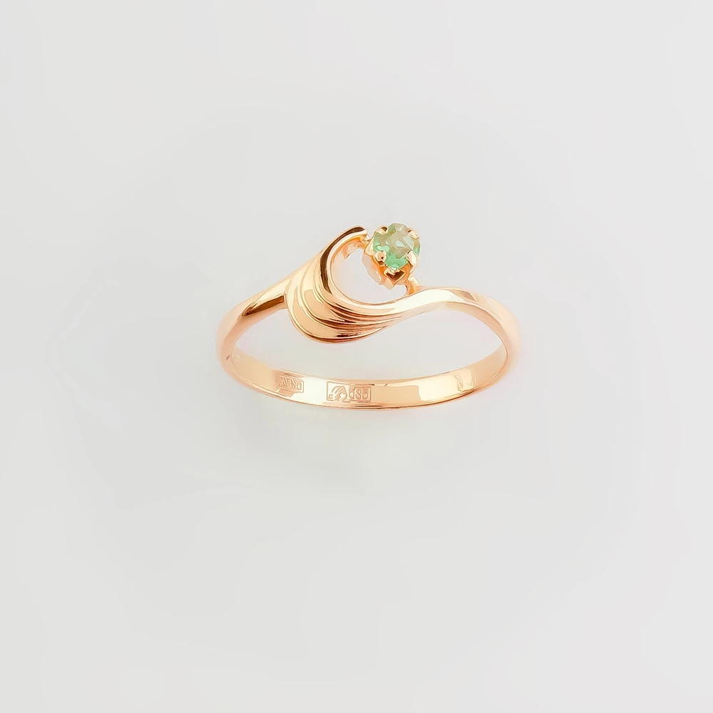 Кольцо с фианитом из красного золота 585 пробы