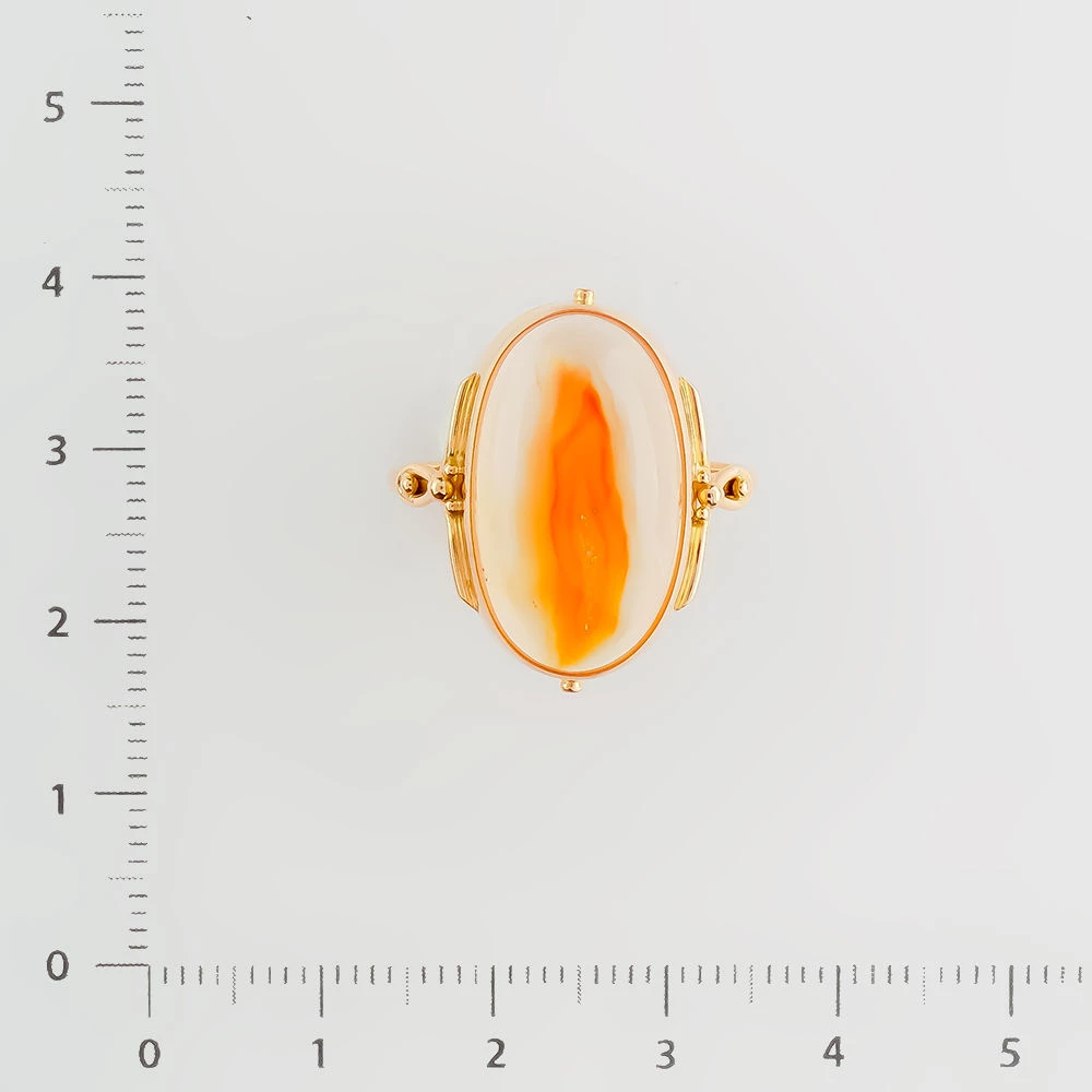 Кольцо с сердоликом из красного золота 585 пробы