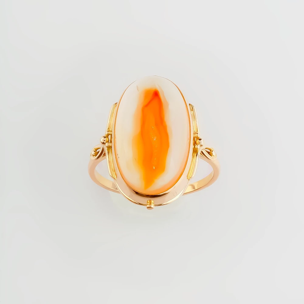 Кольцо с сердоликом из красного золота 585 пробы