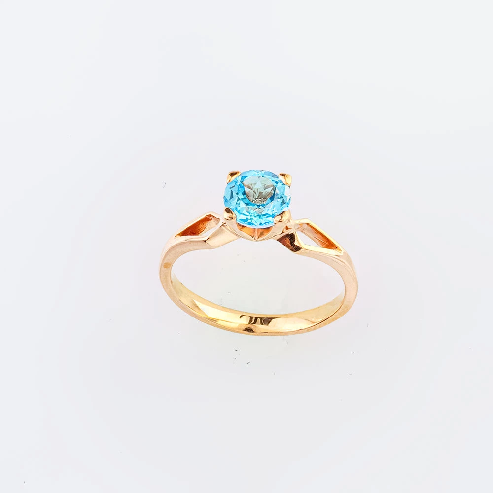 Кольцо с топазом из красного золота 585 пробы