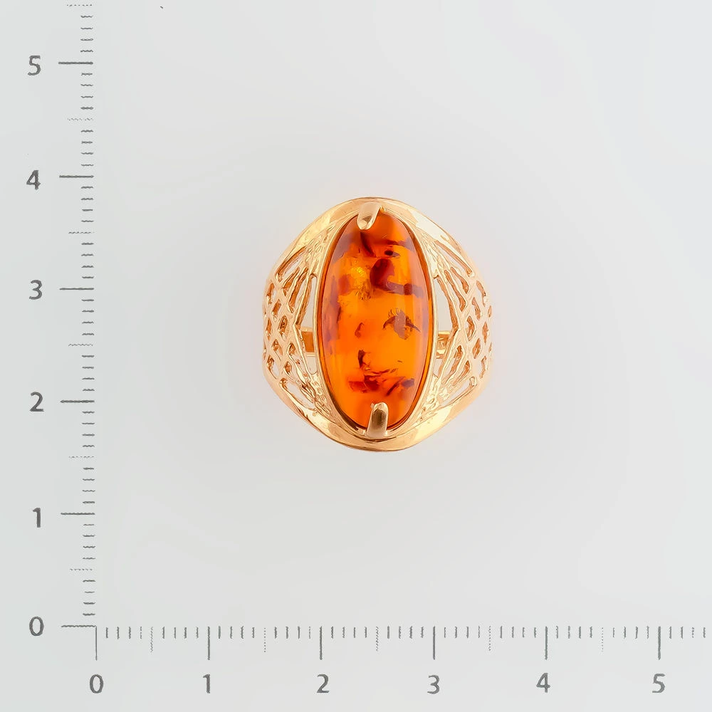 Кольцо с янтарем из красного золота 583 пробы