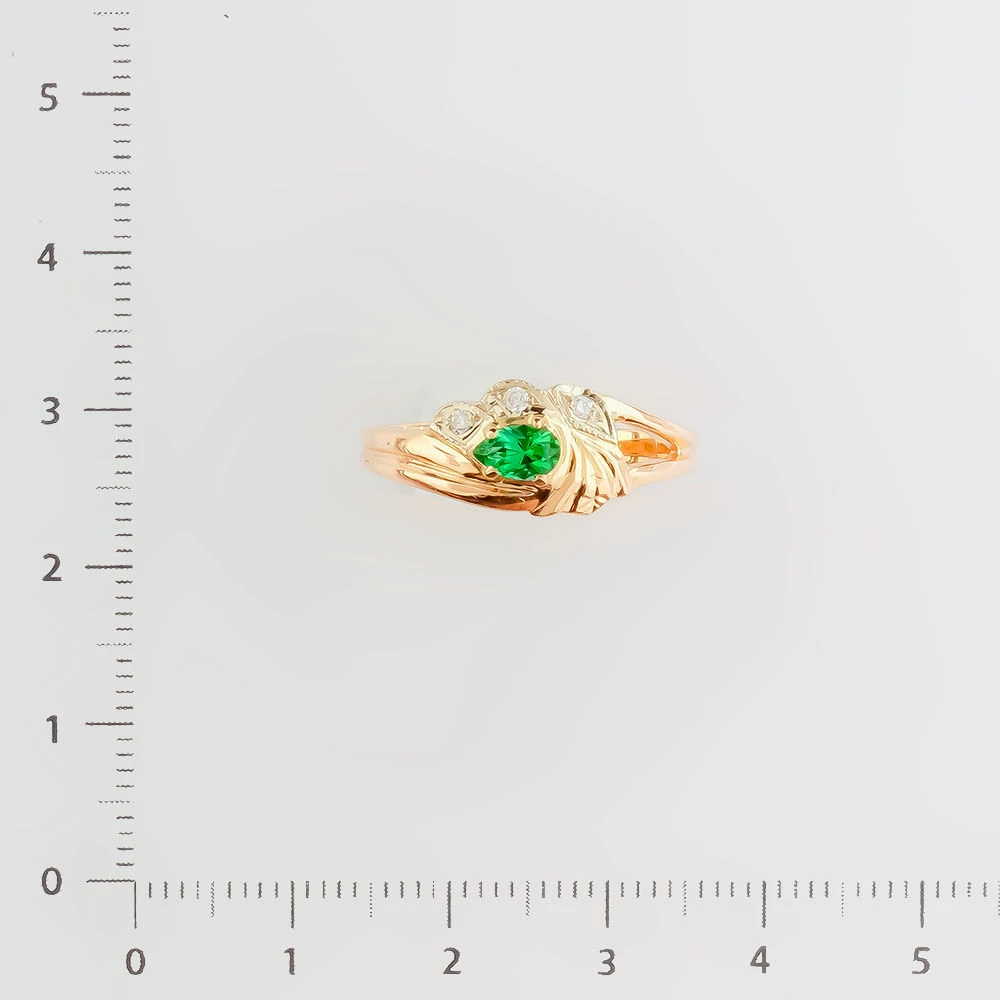 Кольцо с фианитом из красного золота 585 пробы