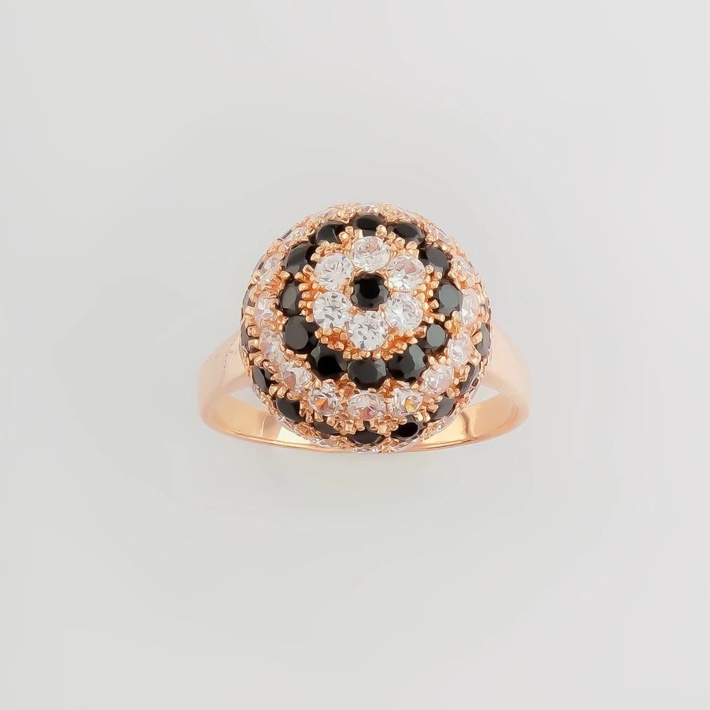 Кольцо с фианитом из красного золота 585 пробы