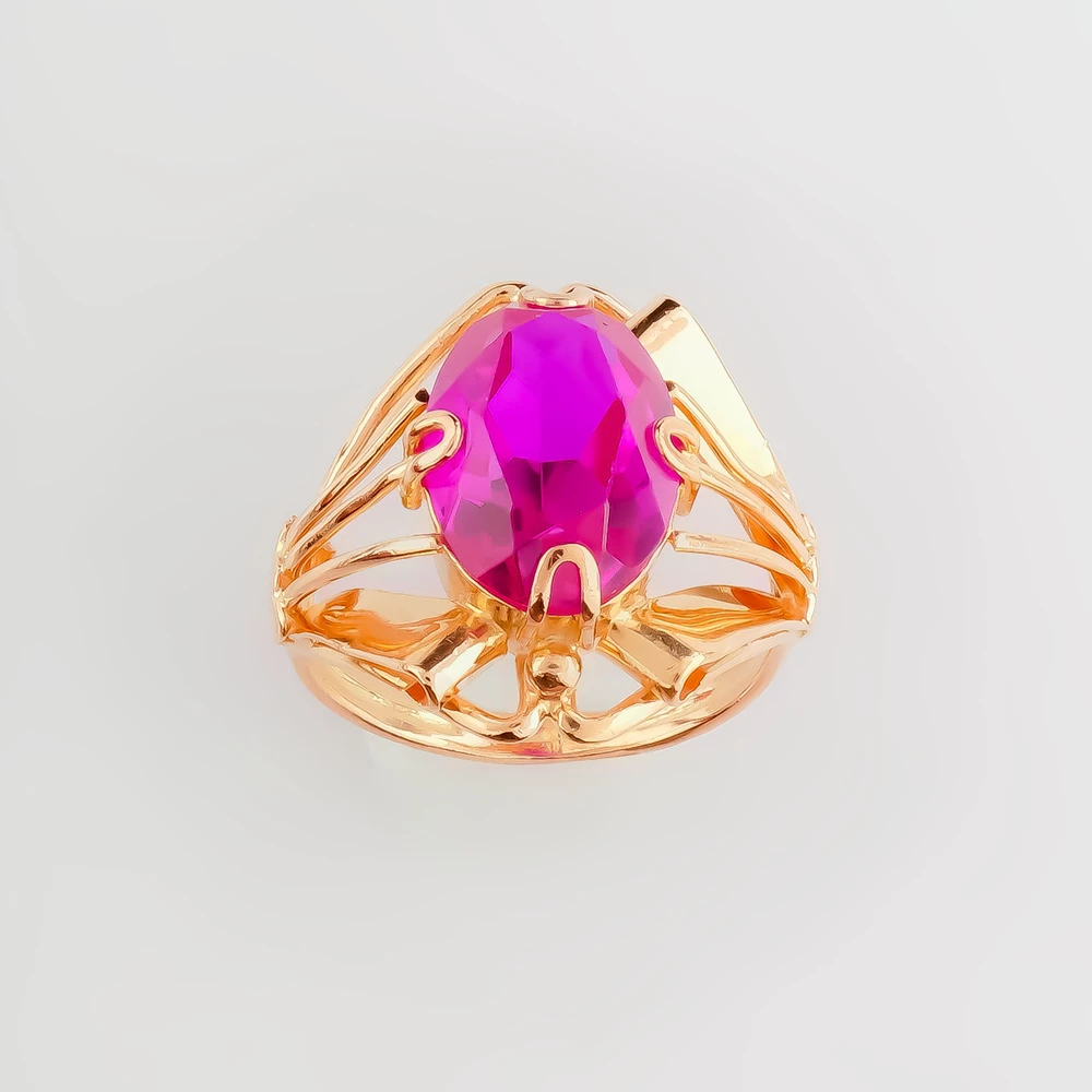 Кольцо с фианитом из красного золота 583 пробы