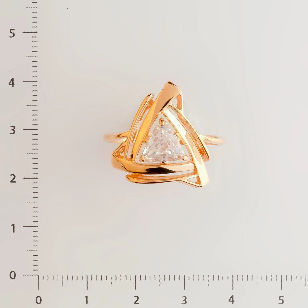 Кольцо с фианитом из красного золота 585 пробы