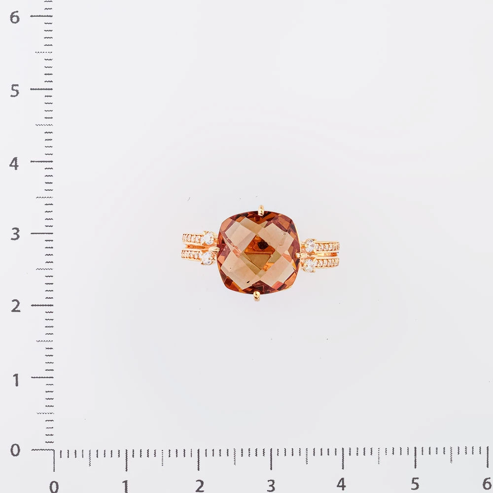 Кольцо с султанит синтетическим из красного золота 585 пробы