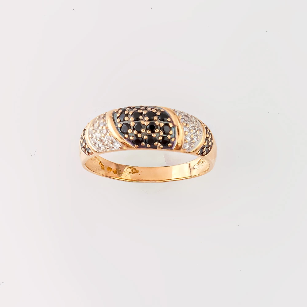 Кольцо с фианитом из красного золота 585 пробы