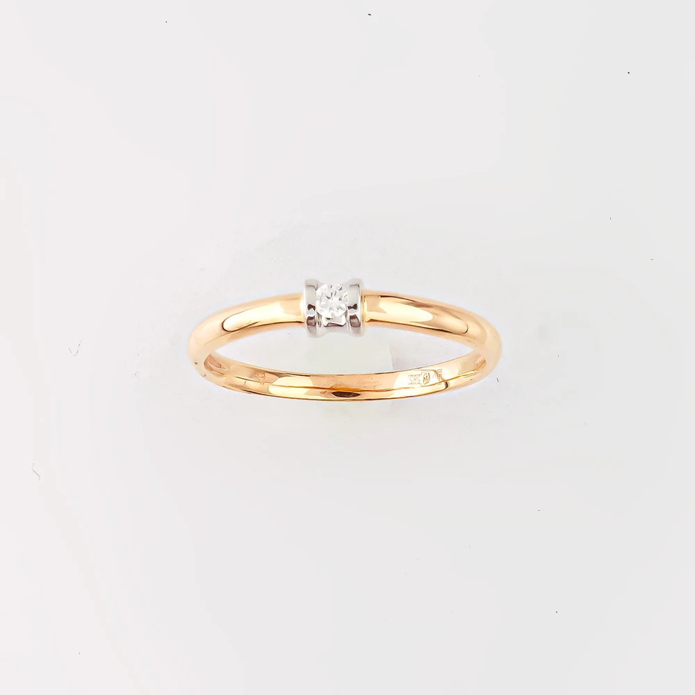 Кольцо с бриллиантом из красного золота 585 пробы