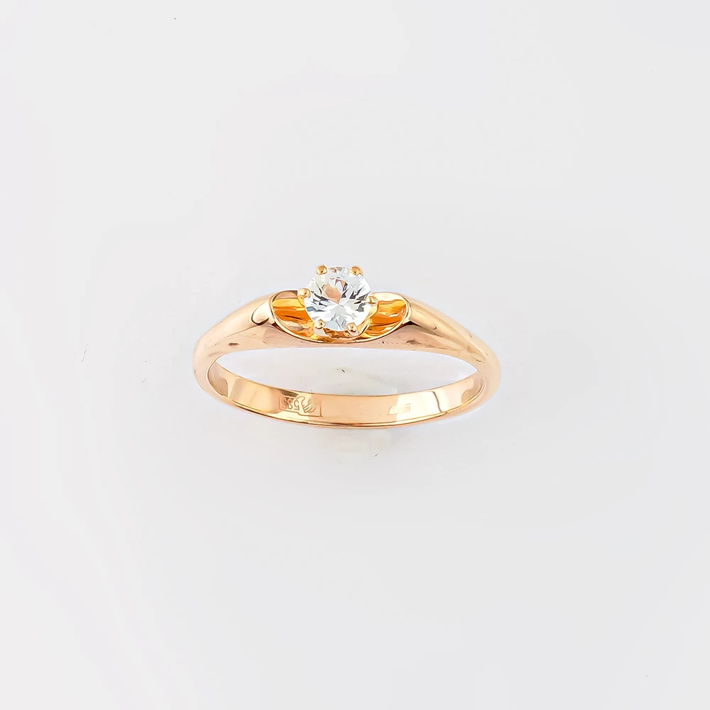 Кольцо с фианитом из красного золота 585 пробы