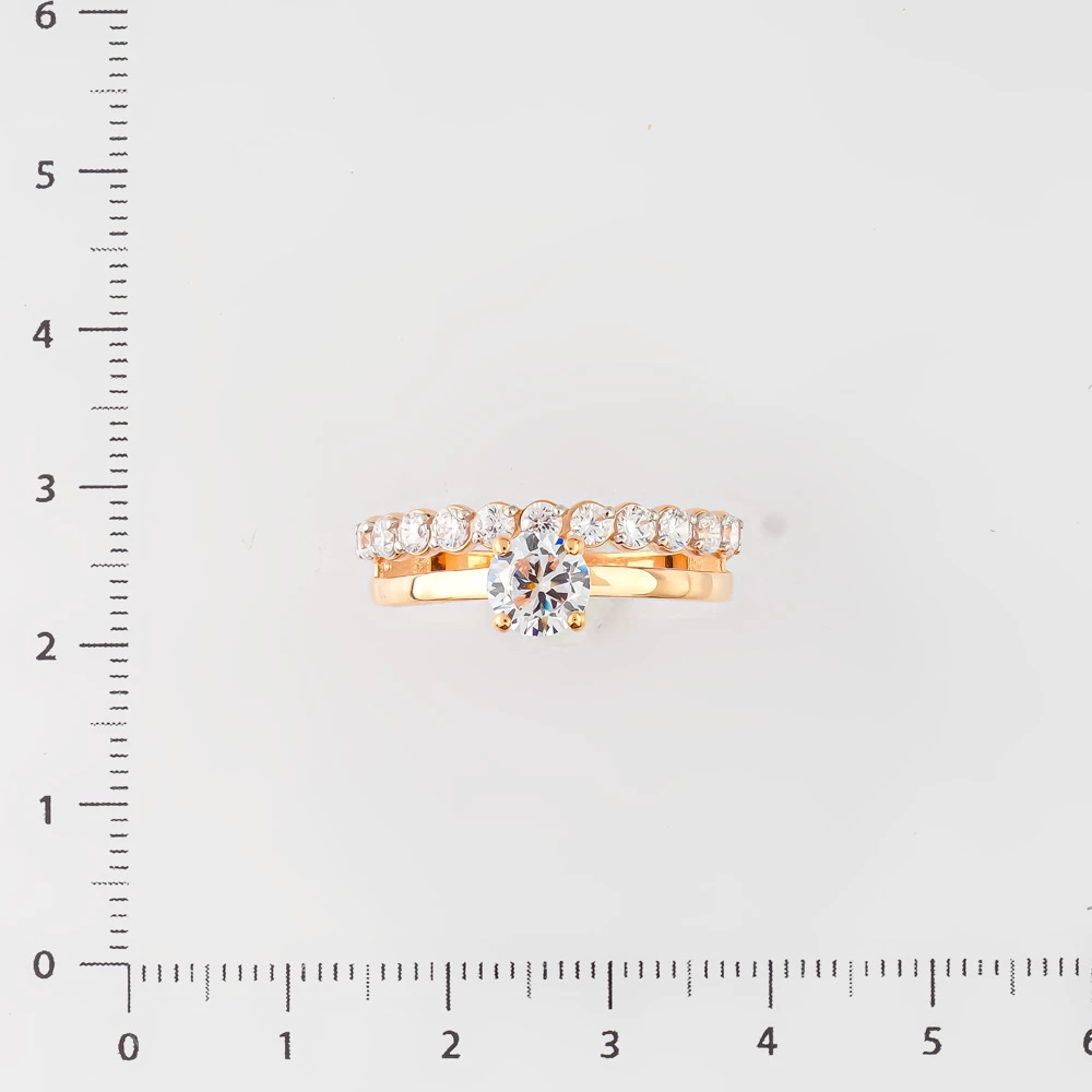 Кольцо с фианитом из красного золота 585 пробы