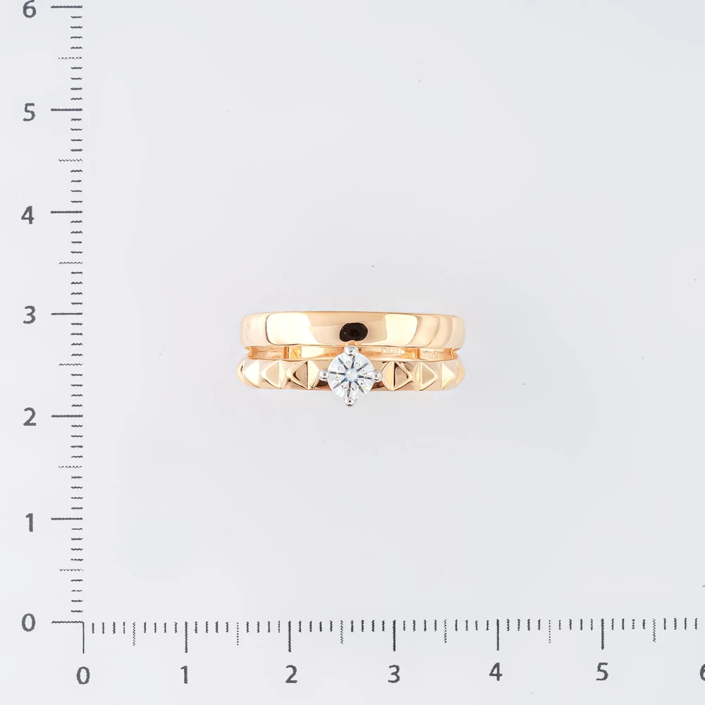 Кольцо с фианитом из красного золота 585 пробы