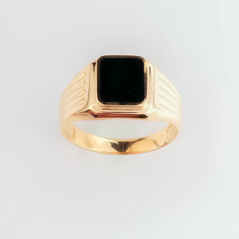 Кольцо с ониксом из красного золота 585 пробы