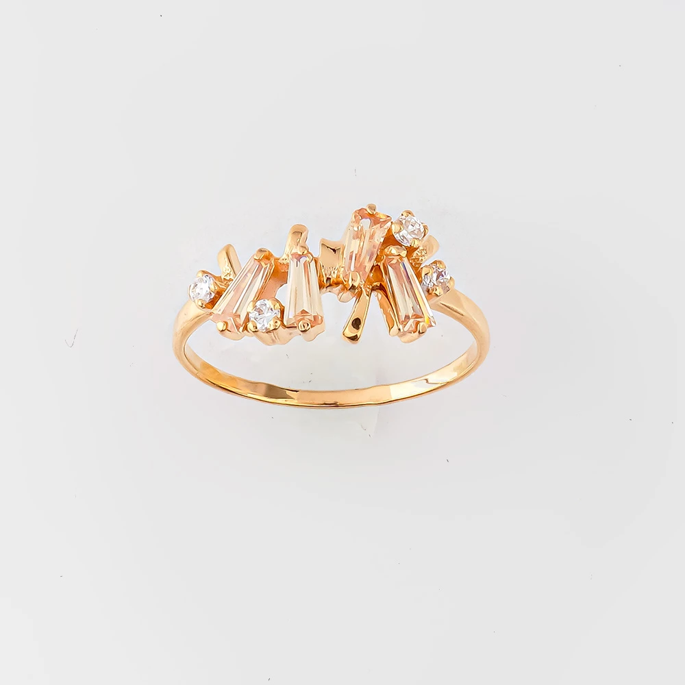 Кольцо с фианитом из красного золота 585 пробы Кольцо с фианитом из красного золота 585 пробы