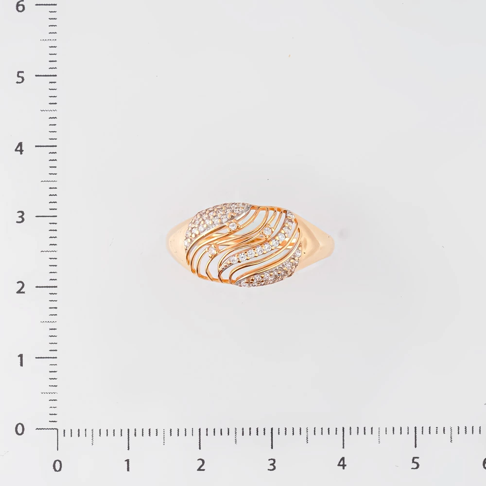 Кольцо с фианитом из красного золота 585 пробы