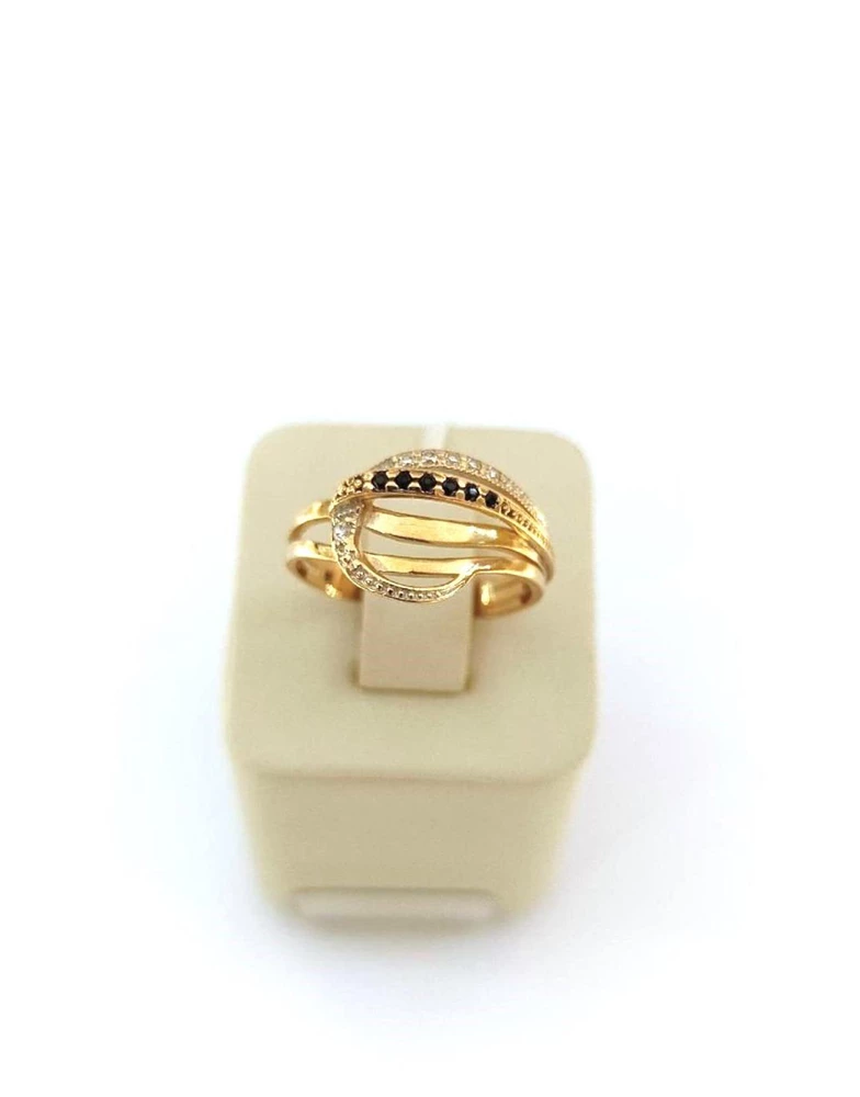 Кольцо с фианитом из красного золота 585 пробы