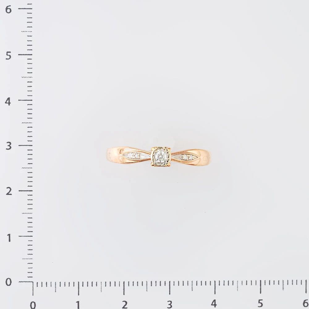 Кольцо с бриллиантом из красного золота 585 пробы