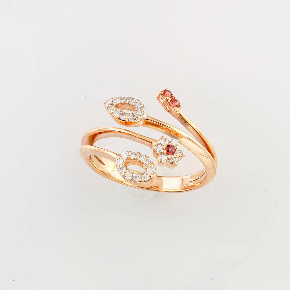 Кольцо с фианитом из красного золота 585 пробы