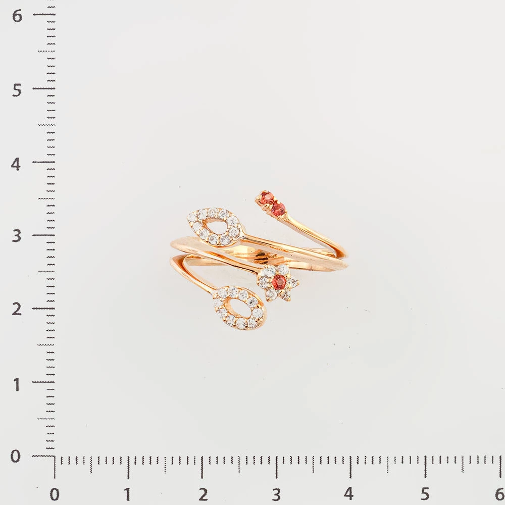 Кольцо с фианитом из красного золота 585 пробы