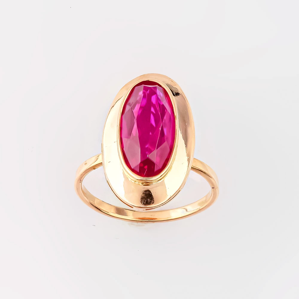 Кольцо с фианитом из красного золота 583 пробы