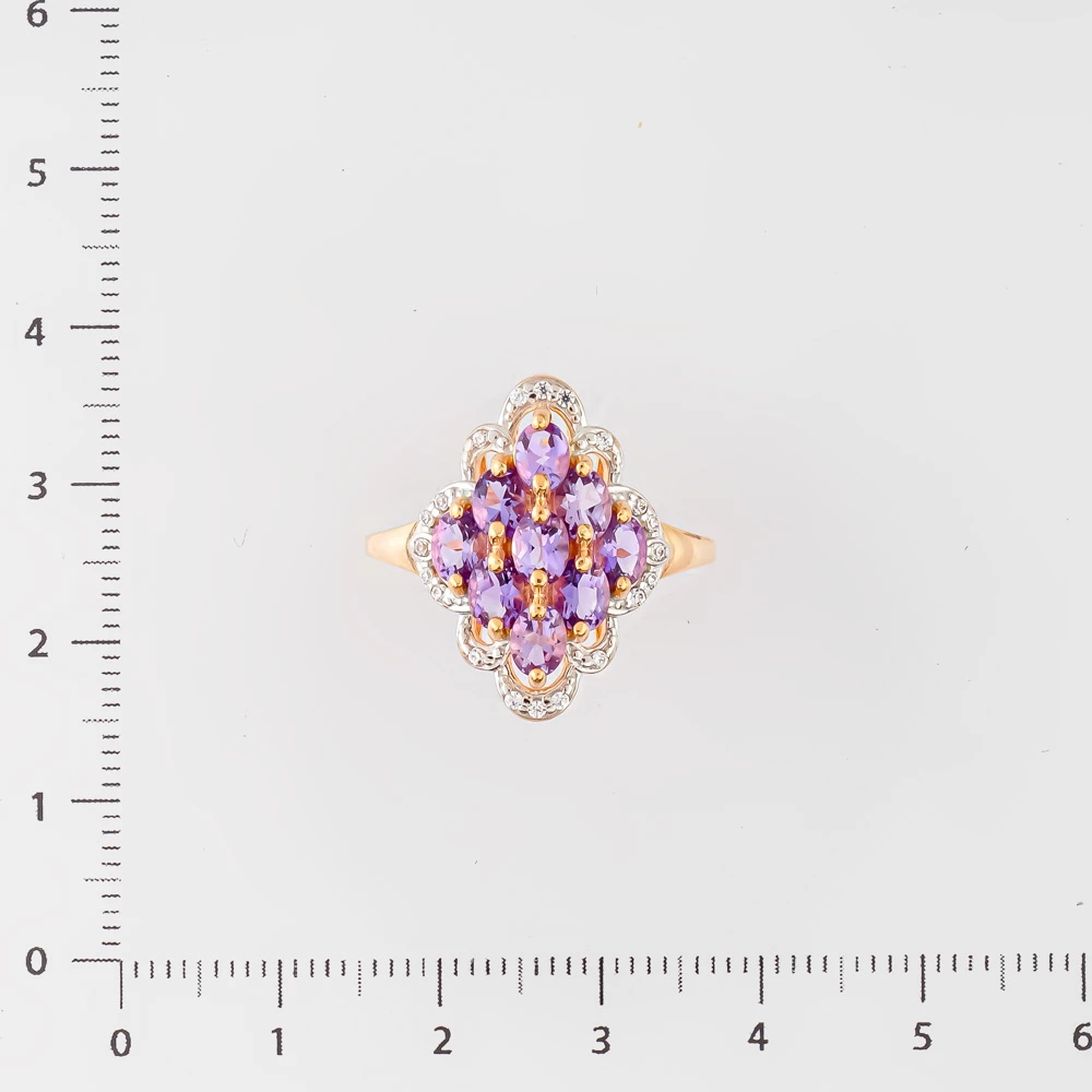 Кольцо с аметистом из красного золота 585 пробы Кольцо с аметистом из красного золота 585 пробы