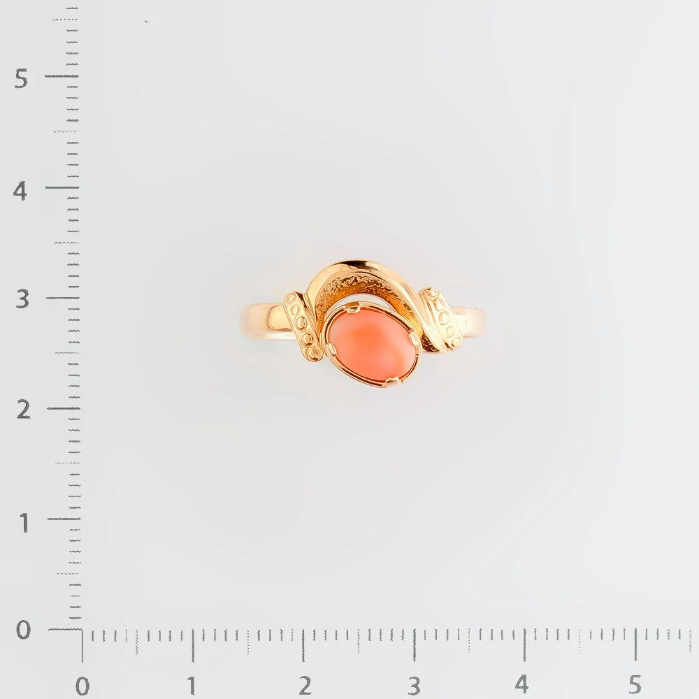 Кольцо с кораллом из красного золота 585 пробы