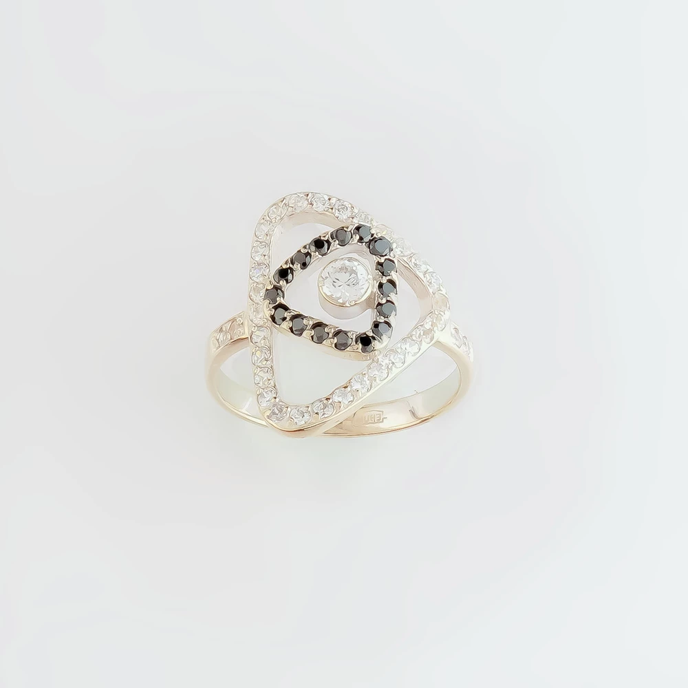 Кольцо с фианитом из белого золота 585 пробы