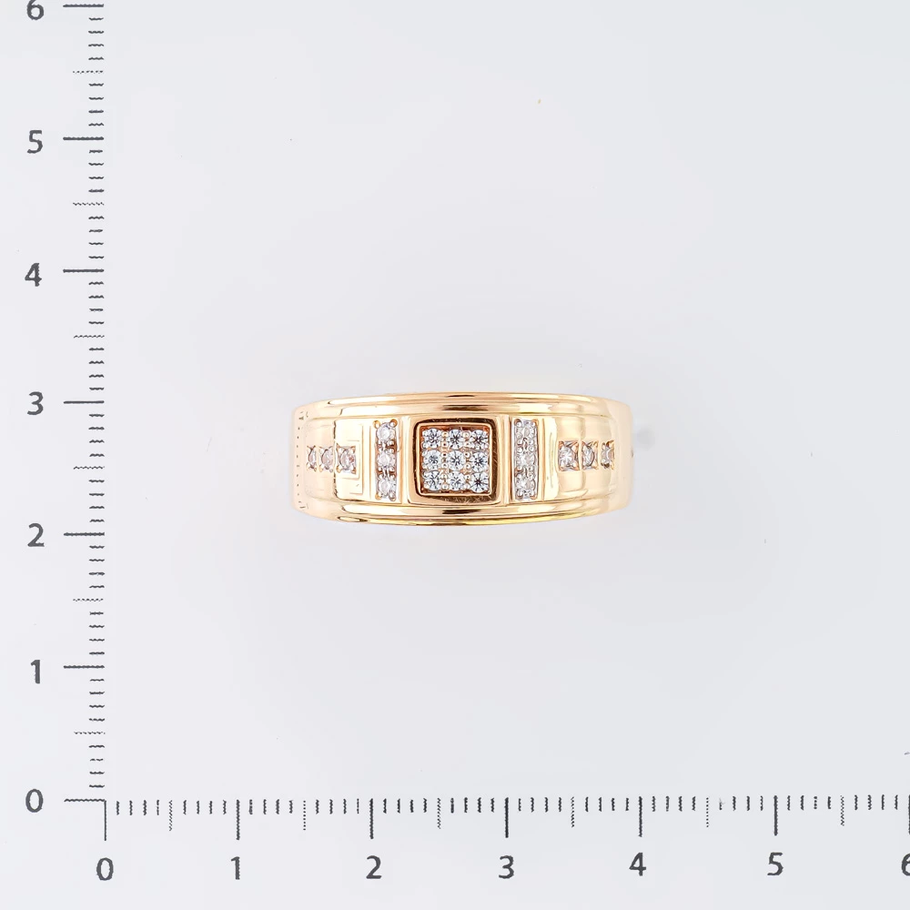 Кольцо с фианитом из красного золота 585 пробы