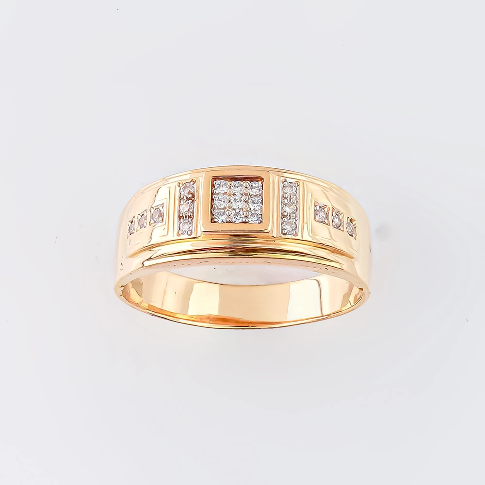 Кольцо с фианитом из красного золота 585 пробы