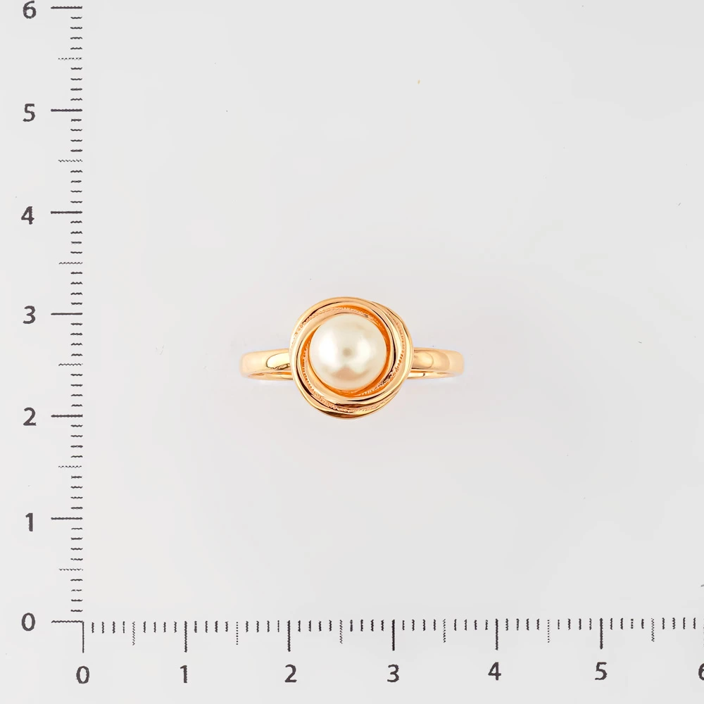 Кольцо с культивированным жемчугом из красного золота 585 пробы