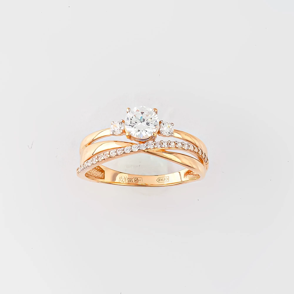 Кольцо с фианитом из красного золота 585 пробы Кольцо с фианитом из красного золота 585 пробы