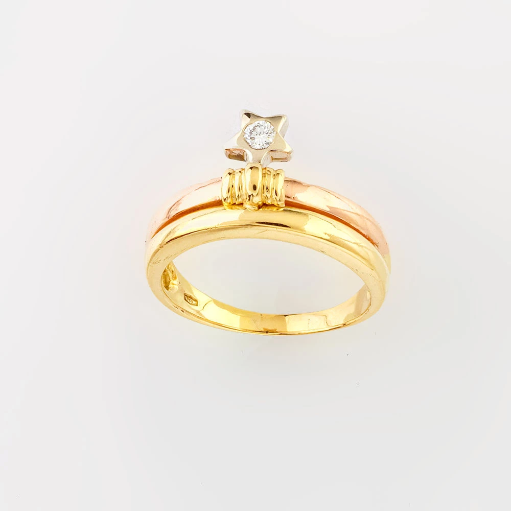 Кольцо с бриллиантом из желтого золота 750 пробы