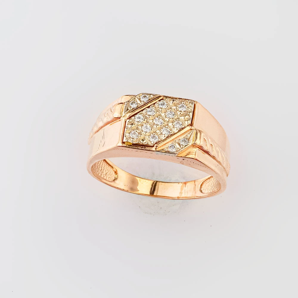 Кольцо с фианитом из красного золота 585 пробы