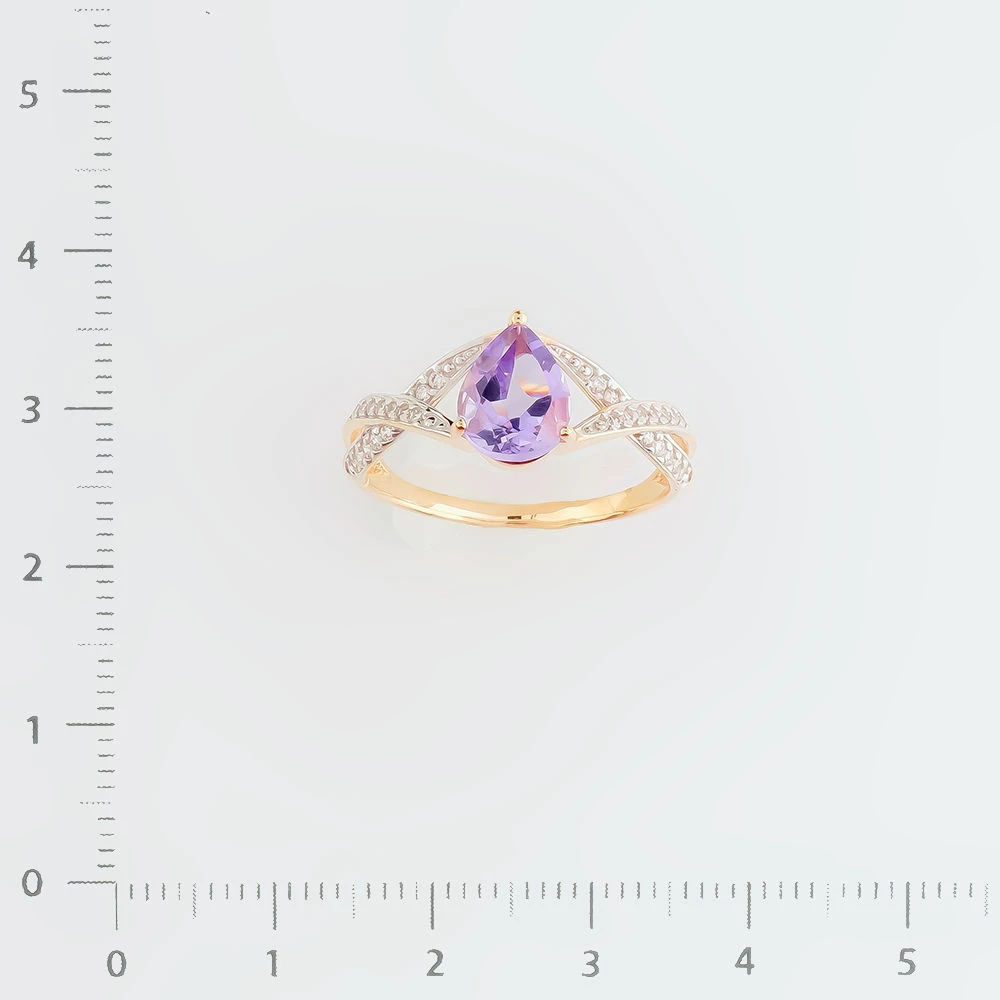 Кольцо с аметистом из красного золота 585 пробы