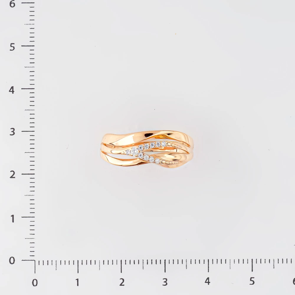 Кольцо с фианитом из красного золота 585 пробы