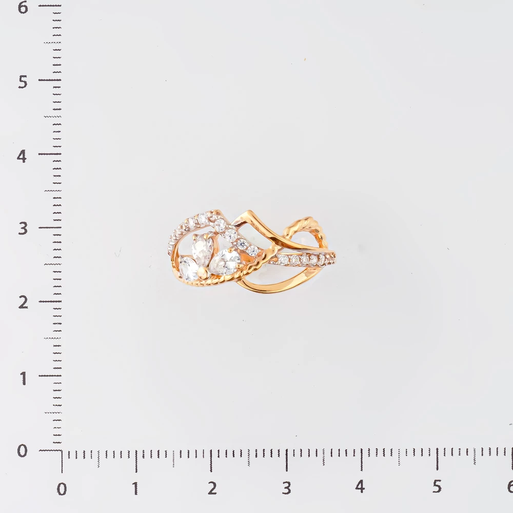 Кольцо с фианитом из красного золота 585 пробы