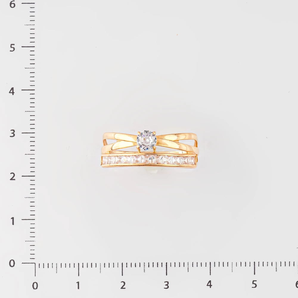 Кольцо с фианитом из красного золота 585 пробы